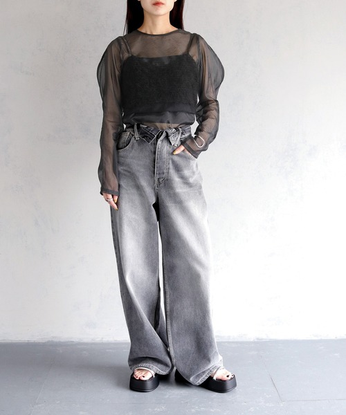 cheriella（シェリエラ）の「【cheriella】シャギービスチェトップス SHAGGY BUSTIER TOPS（ベスト・レディース・オフホワイト/ブラック・M）」の15枚目の写真