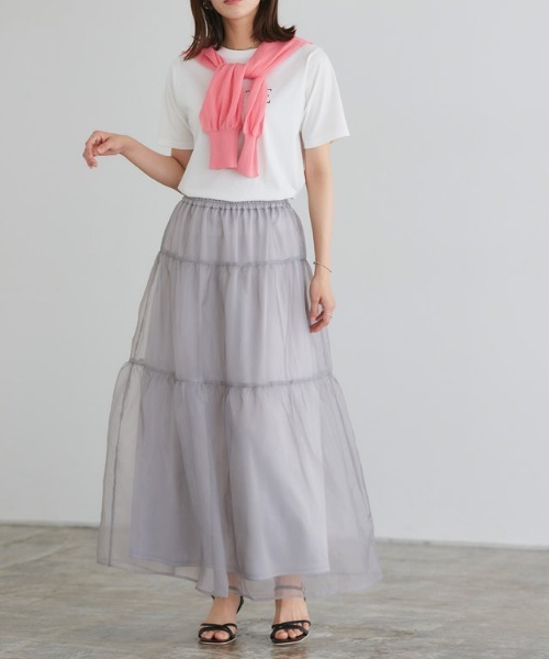 Pierrot(ピエロ)の「オーガンジーティアードスカート(スカート・レディース・ブラック/ブルー/グレー・PM/M)」の14枚目の写真