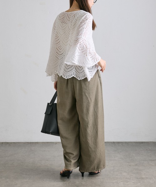 PUAL CE CIN（ピュアルセシン）の「スカラップレースフレアスリーブブラウス（シャツ/ブラウス・レディース・オフホワイト/ブラック・FREE）」の10枚目の写真