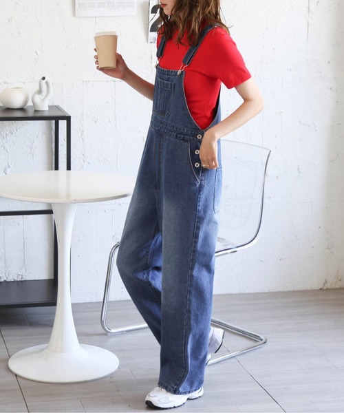 AMELY(エミリー)の「ハートデザイン加工デニムサロペット(サロペット/オーバーオール・レディース・ライトブルー/ブルー・M/L)」の4枚目の写真
