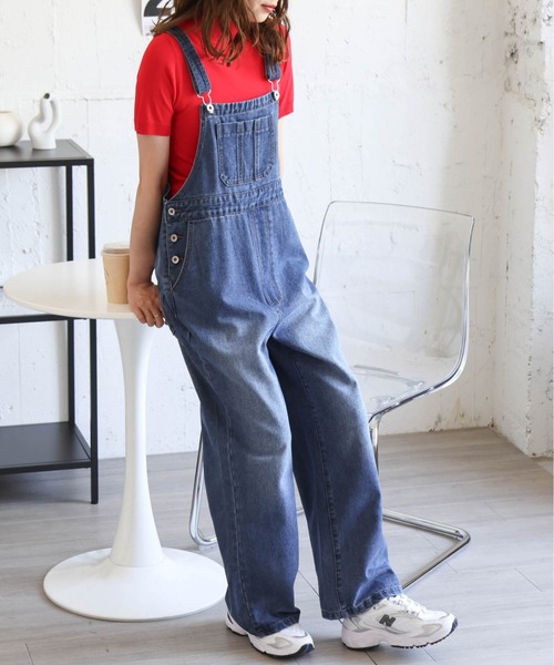 AMELY(エミリー)の「ハートデザイン加工デニムサロペット(サロペット/オーバーオール・レディース・ライトブルー/ブルー・M/L)」の5枚目の写真
