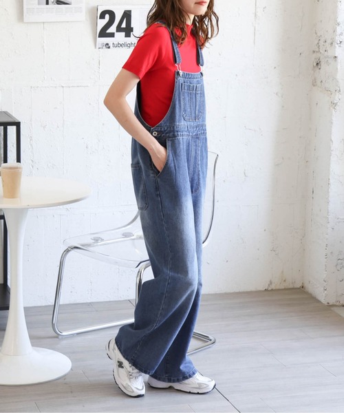 AMELY(エミリー)の「ハートデザイン加工デニムサロペット(サロペット/オーバーオール・レディース・ライトブルー/ブルー・M/L)」の7枚目の写真