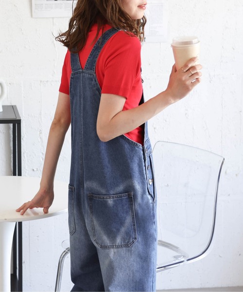 AMELY(エミリー)の「ハートデザイン加工デニムサロペット(サロペット/オーバーオール・レディース・ライトブルー/ブルー・M/L)」の8枚目の写真