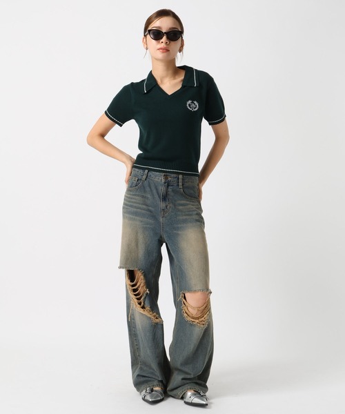 FOREVER 21(フォーエバー トゥエンティーワン)の「【2024SS】襟付きスキッパーニット(ニット/セーター・レディース・グリーン/ブラック/レッド・FREE)」の12枚目の写真