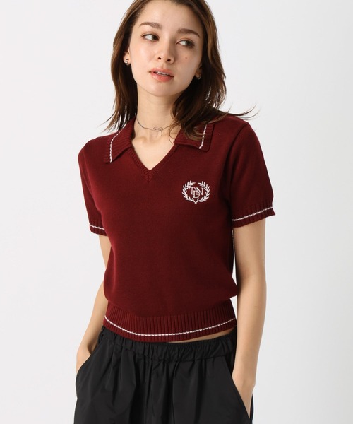 FOREVER 21(フォーエバー トゥエンティーワン)の「【2024SS】襟付きスキッパーニット(ニット/セーター・レディース・グリーン/ブラック/レッド・FREE)」の6枚目の写真