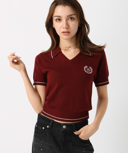 FOREVER 21(フォーエバー トゥエンティーワン)の「【2024SS】襟付きスキッパーニット(ニット/セーター・レディース・グリーン/ブラック/レッド・FREE)」の9枚目の写真