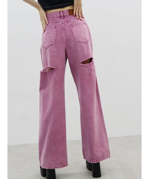 EVRIS（エヴリス）の「BACKスラッシュワイドデニムパンツ（デニムパンツ・レディース・ブラック/インディゴブルー/ピンク・SMALL/MEDIUM）」の3枚目の写真