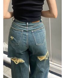 BACKスラッシュワイドデニムパンツ