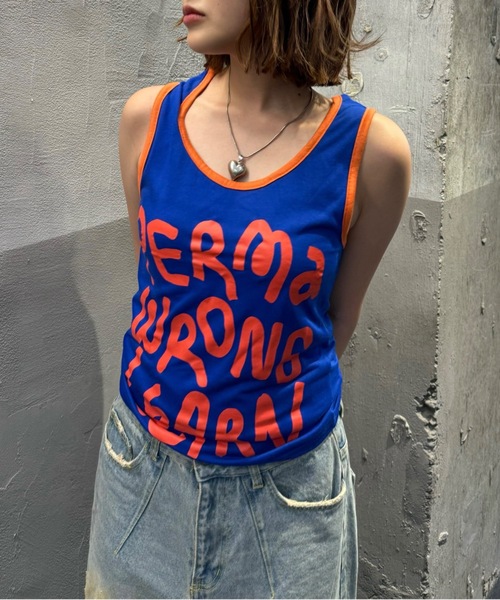 shesame（シーセム）の「graffiti logo tank top（タンクトップ・レディース・ブラウン/ピンク/レッド/クリーム/ブルー・フリー）」の2枚目の写真