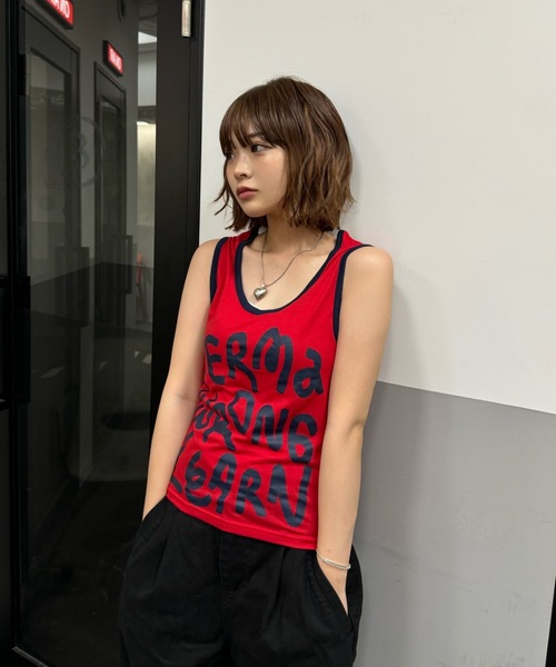 shesame（シーセム）の「graffiti logo tank top（タンクトップ・レディース・ブラウン/ピンク/レッド/クリーム/ブルー・フリー）」の7枚目の写真