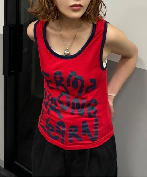 shesame（シーセム）の「graffiti logo tank top（タンクトップ・レディース・ブラウン/ピンク/レッド/クリーム/ブルー・フリー）」の8枚目の写真