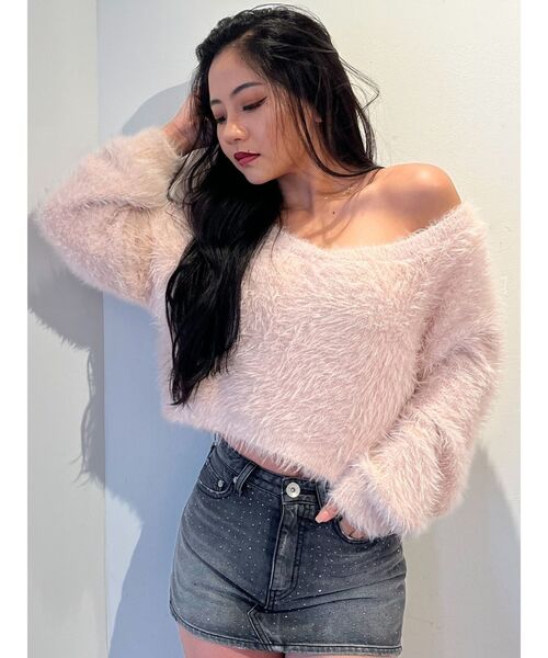 GYDA（ジェイダ）の「シャギーショートLOOSEニットトップス（ニット/セーター・レディース・ピンク/チャコールグレー/グレー/オフホワイト・FREE）」の8枚目の写真