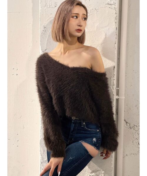 GYDA（ジェイダ）の「シャギーショートLOOSEニットトップス（ニット/セーター・レディース・ピンク/チャコールグレー/グレー/オフホワイト・FREE）」の18枚目の写真