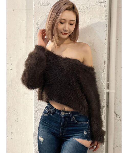 GYDA（ジェイダ）の「シャギーショートLOOSEニットトップス（ニット/セーター・レディース・ピンク/チャコールグレー/グレー/オフホワイト・FREE）」の19枚目の写真