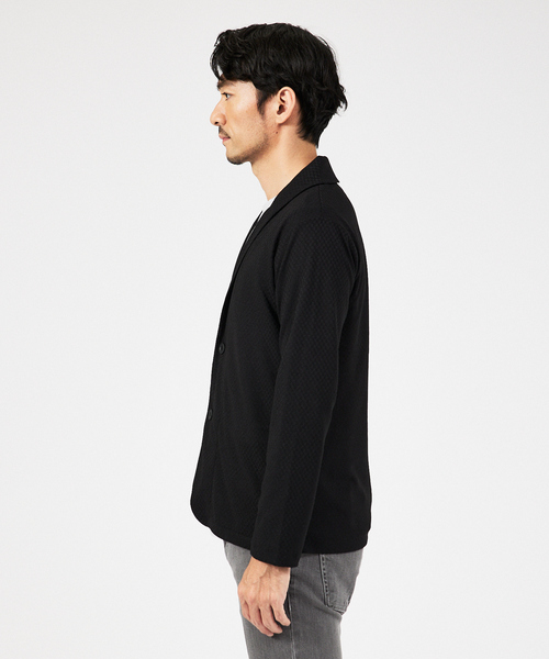 ABAHOUSE GRAY(アバハウスグレイ)の「【MASCHILE】チェック リンクス ニット ショールジャケット(テーラードジャケット・メンズ・ブラック/グレイッシュベージュ/ネイビー・46/50/48)」の5枚目の写真
