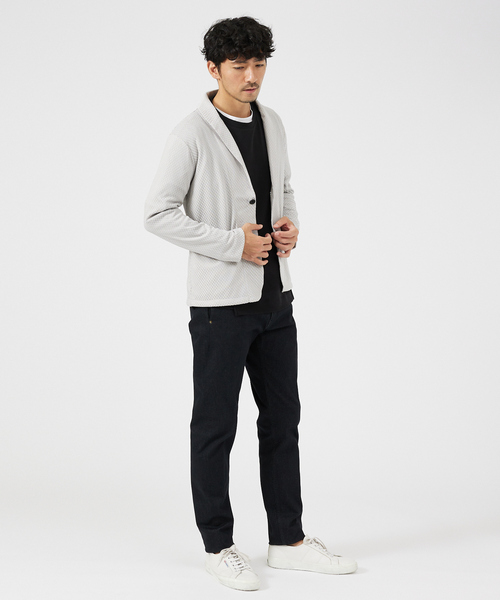 ABAHOUSE GRAY(アバハウスグレイ)の「【MASCHILE】チェック リンクス ニット ショールジャケット(テーラードジャケット・メンズ・ブラック/グレイッシュベージュ/ネイビー・46/50/48)」の14枚目の写真