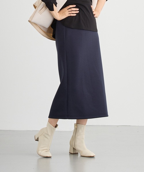 NICOLE white(ニコルホワイト)の「サイドZIPタイトスカート/ダンボールポンチ(スカート・レディース・ブラック/ベージュ/ネイビー/グリーン・FREE)」の1枚目の写真