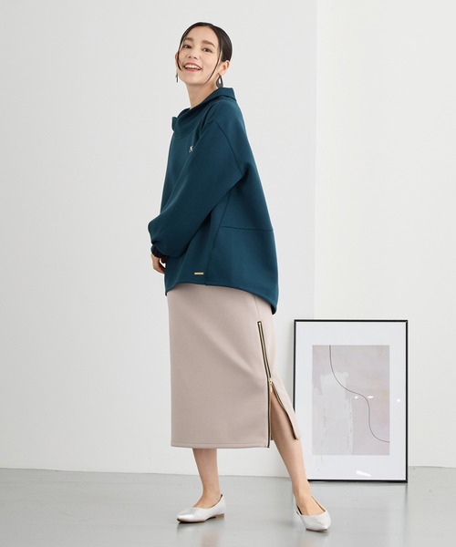 NICOLE white(ニコルホワイト)の「サイドZIPタイトスカート/ダンボールポンチ(スカート・レディース・ブラック/ベージュ/ネイビー/グリーン・FREE)」の22枚目の写真