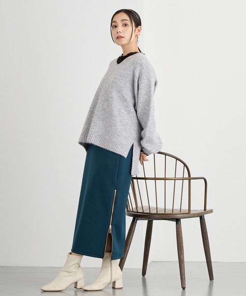 NICOLE white(ニコルホワイト)の「サイドZIPタイトスカート/ダンボールポンチ(スカート・レディース・ブラック/ベージュ/ネイビー/グリーン・FREE)」の10枚目の写真