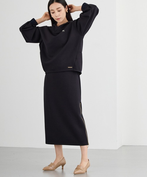 NICOLE white(ニコルホワイト)の「サイドZIPタイトスカート/ダンボールポンチ(スカート・レディース・ブラック/ベージュ/ネイビー/グリーン・FREE)」の6枚目の写真