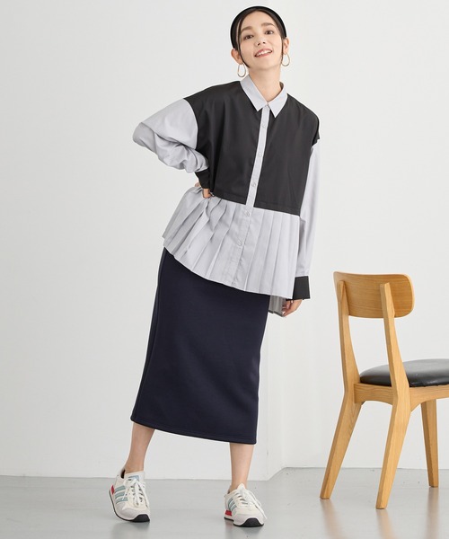 NICOLE white(ニコルホワイト)の「サイドZIPタイトスカート/ダンボールポンチ(スカート・レディース・ブラック/ベージュ/ネイビー/グリーン・FREE)」の13枚目の写真