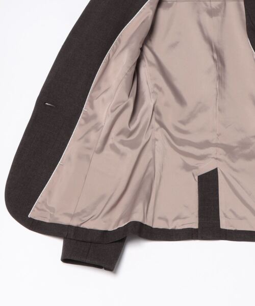 m.f.editorial（エムエフエディトリアル）の「【ツイード調 ストレッチ ウォッシャブル】m.f.エディトリアル レディース 1ボタンジャケット こげ茶(セットアップ可能)（スーツジャケット・レディース・ダークウッド・S/MEDIUM/LARGE/X-LARGE）」の3枚目の写真