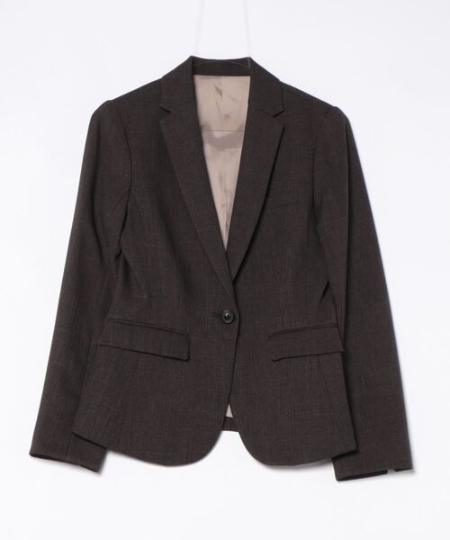 m.f.editorial（エムエフエディトリアル）の「【ツイード調 ストレッチ ウォッシャブル】m.f.エディトリアル レディース 1ボタンジャケット こげ茶(セットアップ可能)（スーツジャケット・レディース・ダークウッド・S/MEDIUM/LARGE/X-LARGE）」の4枚目の写真