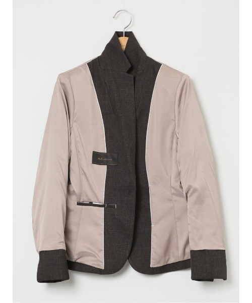 m.f.editorial（エムエフエディトリアル）の「【ツイード調 ストレッチ ウォッシャブル】m.f.エディトリアル レディース 1ボタンジャケット こげ茶(セットアップ可能)（スーツジャケット・レディース・ダークウッド・S/MEDIUM/LARGE/X-LARGE）」の5枚目の写真