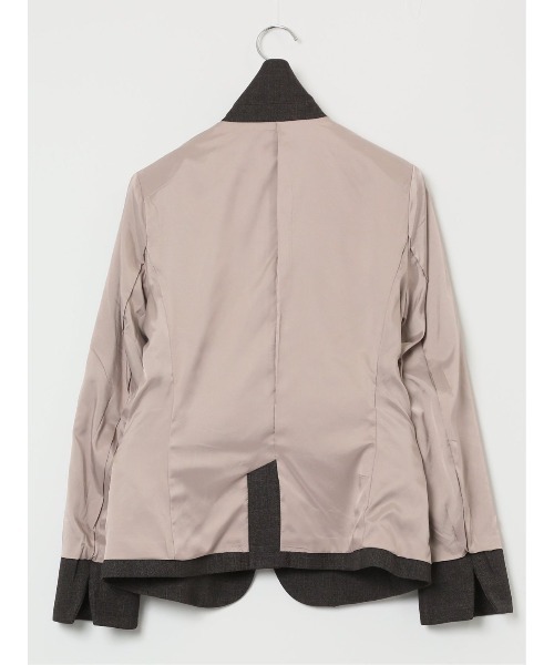 m.f.editorial（エムエフエディトリアル）の「【ツイード調 ストレッチ ウォッシャブル】m.f.エディトリアル レディース 1ボタンジャケット こげ茶(セットアップ可能)（スーツジャケット・レディース・ダークウッド・S/MEDIUM/LARGE/X-LARGE）」の6枚目の写真