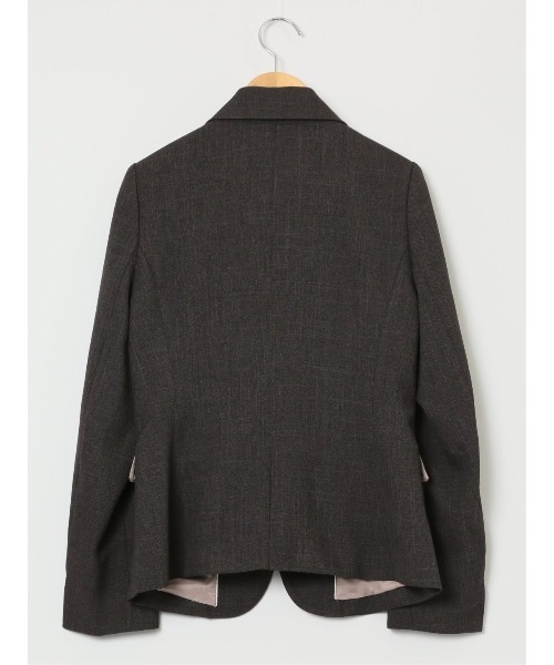 m.f.editorial（エムエフエディトリアル）の「【ツイード調 ストレッチ ウォッシャブル】m.f.エディトリアル レディース 1ボタンジャケット こげ茶(セットアップ可能)（スーツジャケット・レディース・ダークウッド・S/MEDIUM/LARGE/X-LARGE）」の8枚目の写真