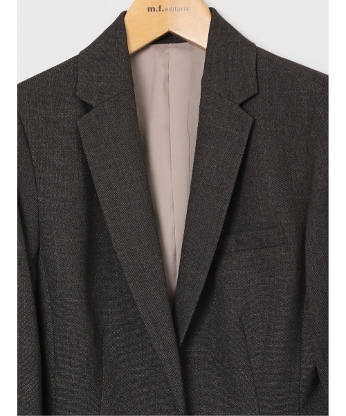 m.f.editorial（エムエフエディトリアル）の「【ツイード調 ストレッチ ウォッシャブル】m.f.エディトリアル レディース 1ボタンジャケット こげ茶(セットアップ可能)（スーツジャケット・レディース・ダークウッド・S/MEDIUM/LARGE/X-LARGE）」の9枚目の写真