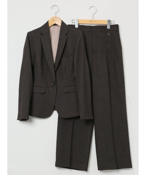 m.f.editorial（エムエフエディトリアル）の「【ツイード調 ストレッチ ウォッシャブル】m.f.エディトリアル レディース 1ボタンジャケット こげ茶(セットアップ可能)（スーツジャケット・レディース・ダークウッド・S/MEDIUM/LARGE/X-LARGE）」の11枚目の写真