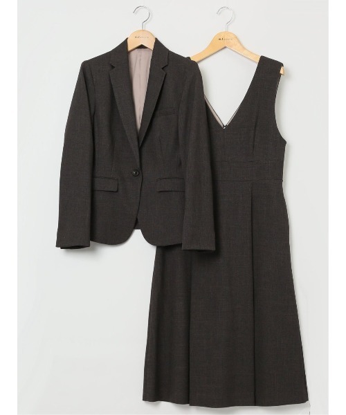 m.f.editorial（エムエフエディトリアル）の「【ツイード調 ストレッチ ウォッシャブル】m.f.エディトリアル レディース 1ボタンジャケット こげ茶(セットアップ可能)（スーツジャケット・レディース・ダークウッド・S/MEDIUM/LARGE/X-LARGE）」の13枚目の写真