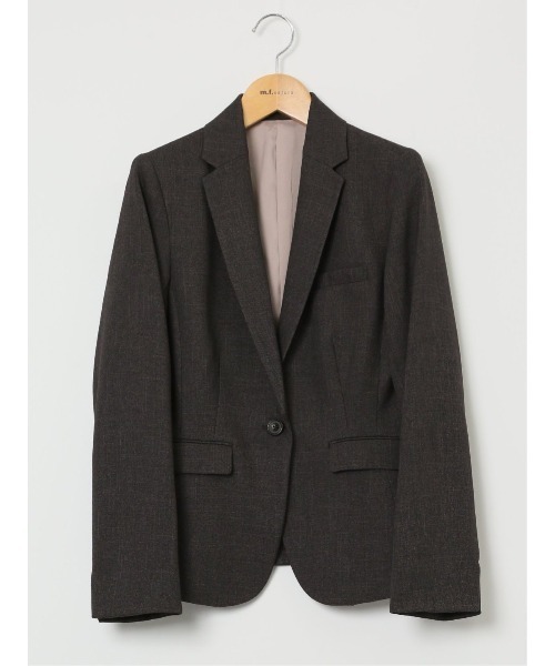 m.f.editorial（エムエフエディトリアル）の「【ツイード調 ストレッチ ウォッシャブル】m.f.エディトリアル レディース 1ボタンジャケット こげ茶(セットアップ可能)（スーツジャケット・レディース・ダークウッド・S/MEDIUM/LARGE/X-LARGE）」の14枚目の写真