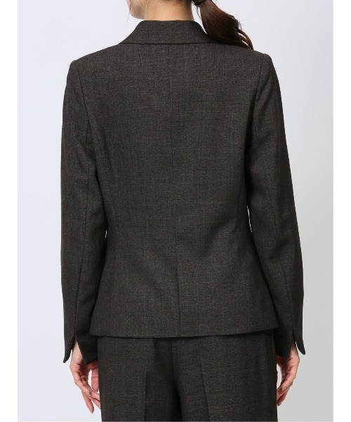 m.f.editorial（エムエフエディトリアル）の「【ツイード調 ストレッチ ウォッシャブル】m.f.エディトリアル レディース 1ボタンジャケット こげ茶(セットアップ可能)（スーツジャケット・レディース・ダークウッド・S/MEDIUM/LARGE/X-LARGE）」の17枚目の写真