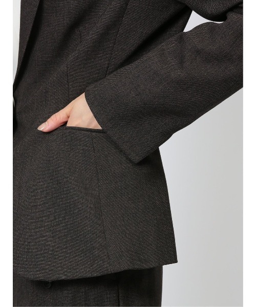 m.f.editorial（エムエフエディトリアル）の「【ツイード調 ストレッチ ウォッシャブル】m.f.エディトリアル レディース 1ボタンジャケット こげ茶(セットアップ可能)（スーツジャケット・レディース・ダークウッド・S/MEDIUM/LARGE/X-LARGE）」の19枚目の写真