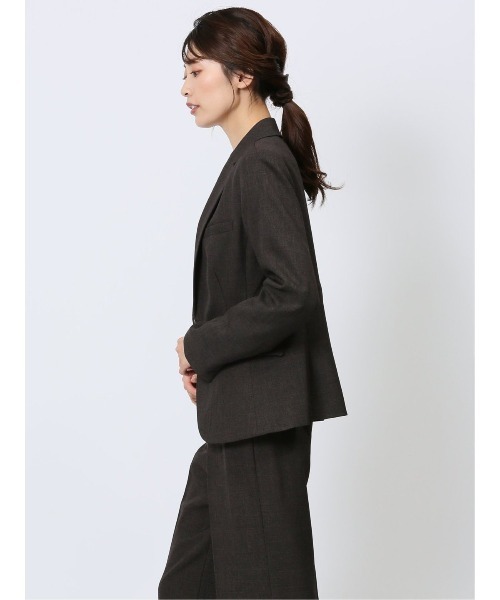 m.f.editorial（エムエフエディトリアル）の「【ツイード調 ストレッチ ウォッシャブル】m.f.エディトリアル レディース 1ボタンジャケット こげ茶(セットアップ可能)（スーツジャケット・レディース・ダークウッド・S/MEDIUM/LARGE/X-LARGE）」の20枚目の写真