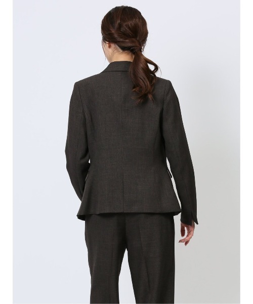 m.f.editorial（エムエフエディトリアル）の「【ツイード調 ストレッチ ウォッシャブル】m.f.エディトリアル レディース 1ボタンジャケット こげ茶(セットアップ可能)（スーツジャケット・レディース・ダークウッド・S/MEDIUM/LARGE/X-LARGE）」の21枚目の写真