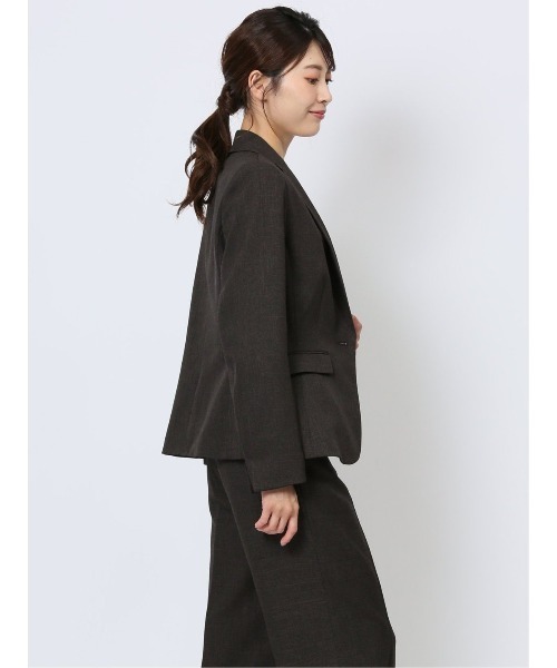 m.f.editorial（エムエフエディトリアル）の「【ツイード調 ストレッチ ウォッシャブル】m.f.エディトリアル レディース 1ボタンジャケット こげ茶(セットアップ可能)（スーツジャケット・レディース・ダークウッド・S/MEDIUM/LARGE/X-LARGE）」の22枚目の写真