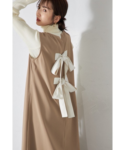 &. NOSTALGIA（アンドドットノスタルジア）の「【ZOZO限定】バックリボンジャンパースカート（ジャンパースカート・レディース・ブラック/ベージュ・M）」の7枚目の写真