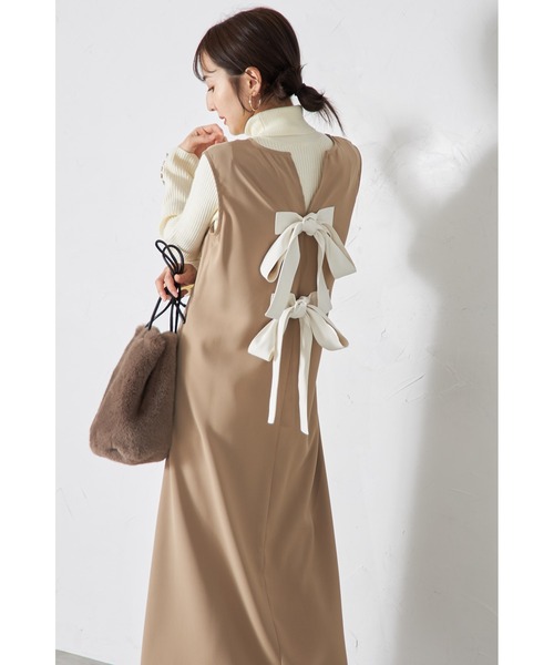 &. NOSTALGIA（アンドドットノスタルジア）の「【ZOZO限定】バックリボンジャンパースカート（ジャンパースカート・レディース・ブラック/ベージュ・M）」の10枚目の写真