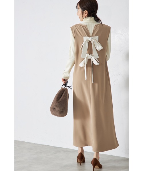 &. NOSTALGIA（アンドドットノスタルジア）の「【ZOZO限定】バックリボンジャンパースカート（ジャンパースカート・レディース・ブラック/ベージュ・M）」の12枚目の写真