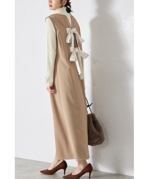 &. NOSTALGIA（アンドドットノスタルジア）の「【ZOZO限定】バックリボンジャンパースカート（ジャンパースカート・レディース・ブラック/ベージュ・M）」の13枚目の写真