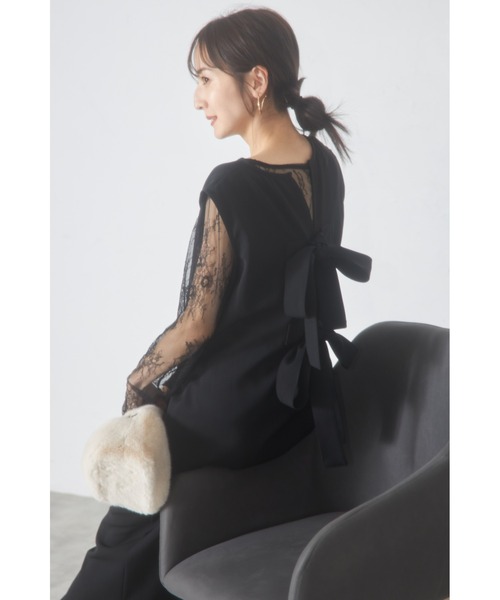 &. NOSTALGIA（アンドドットノスタルジア）の「【ZOZO限定】バックリボンジャンパースカート（ジャンパースカート・レディース・ブラック/ベージュ・M）」の15枚目の写真