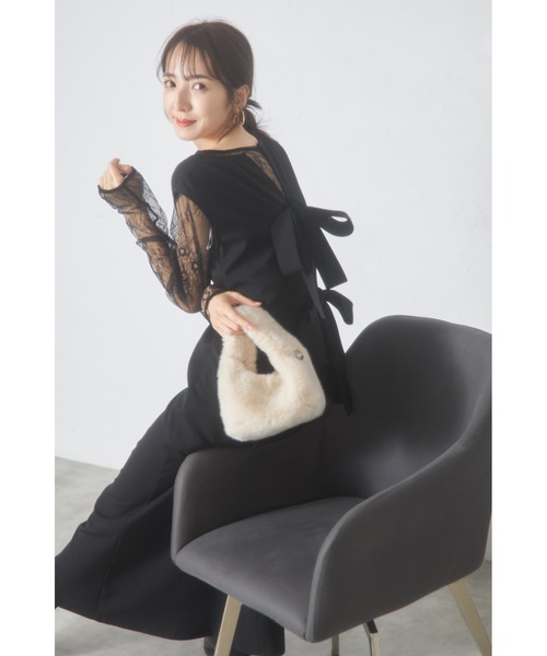 &. NOSTALGIA（アンドドットノスタルジア）の「【ZOZO限定】バックリボンジャンパースカート（ジャンパースカート・レディース・ブラック/ベージュ・M）」の16枚目の写真