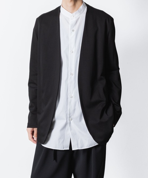 ATTACHMENT（アタッチメント）の「コットンダブルフェイス カラーレスカーディガン / COTTON DOUBLE FACE COLLARLESS CARDIGAN（カーディガン/ボレロ・メンズ・ブラック/ダークグレー/グレー/ライトブラウン・1/2/3）」の2枚目の写真