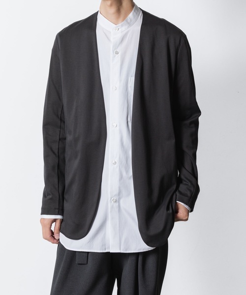 ATTACHMENT（アタッチメント）の「コットンダブルフェイス カラーレスカーディガン / COTTON DOUBLE FACE COLLARLESS CARDIGAN（カーディガン/ボレロ・メンズ・ブラック/ダークグレー/グレー/ライトブラウン・1/2/3）」の5枚目の写真