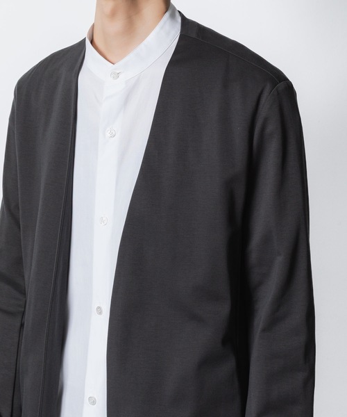 ATTACHMENT（アタッチメント）の「コットンダブルフェイス カラーレスカーディガン / COTTON DOUBLE FACE COLLARLESS CARDIGAN（カーディガン/ボレロ・メンズ・ブラック/ダークグレー/グレー/ライトブラウン・1/2/3）」の9枚目の写真