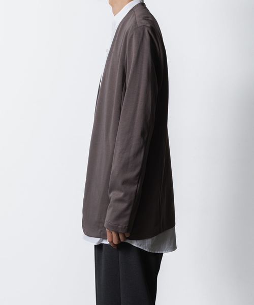 コットンダブルフェイス カラーレスカーディガン / COTTON DOUBLE FACE