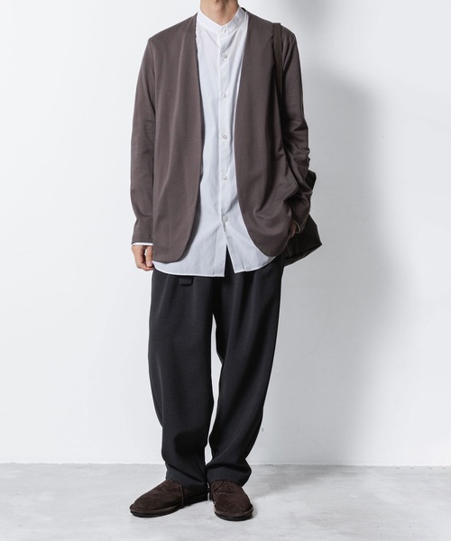 ATTACHMENT（アタッチメント）の「コットンダブルフェイス カラーレスカーディガン / COTTON DOUBLE FACE COLLARLESS CARDIGAN（カーディガン/ボレロ・メンズ・ブラック/ダークグレー/グレー/ライトブラウン・1/2/3）」の21枚目の写真